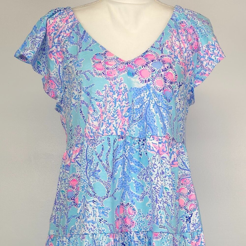 NWOT Lilly Pulitzer Kawai Flutter Sleeve Blue Ibiza Now You Sea Me M,L,XL - Picture 8 of 16
